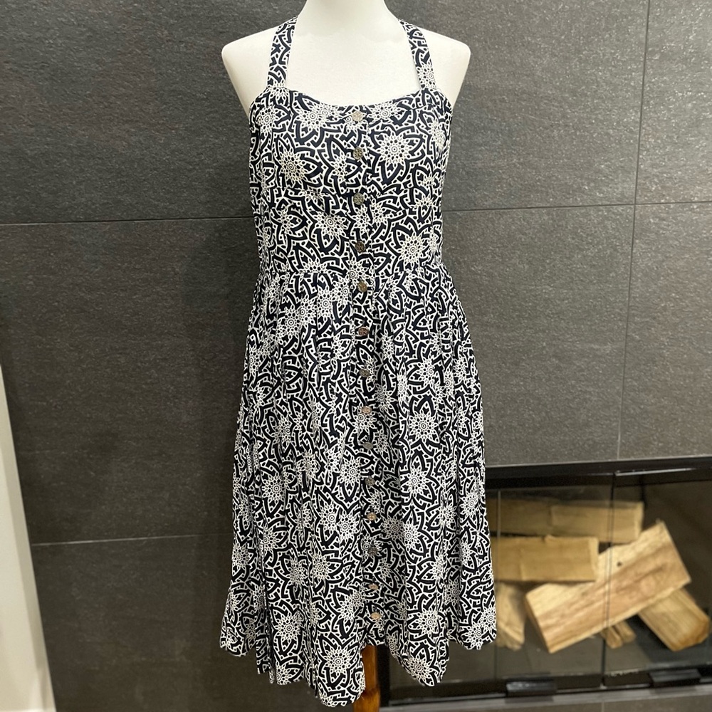 Tory Burch Button Front Geometric Floral Sundress Size 8 - Picture 7 of 11